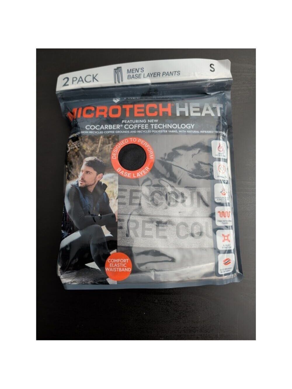 Men's Free Country Microtech Heat Base Layer Pants 2 Pack Black Size S